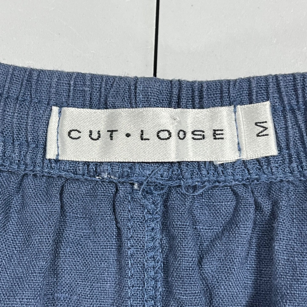 Cut Loose 90s Minimalist 100% Linen Maxi Skirt Coastal Drawstring Pockets Medium - Picture 7 of 9